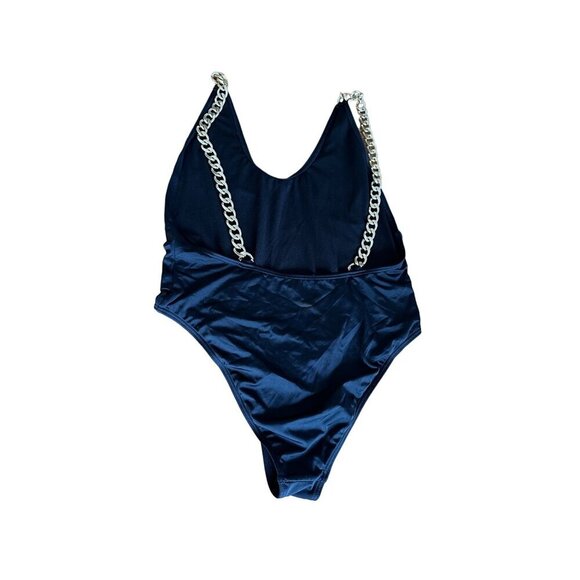 PrettyLittleThing Other - PrettyLittleThing Black One-Piece Swimsuit With Gold Chain Straps